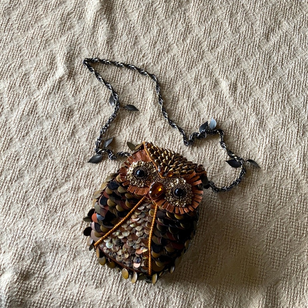 Mary Frances Beaded Owl Clutch Handbag